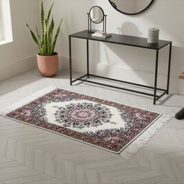 ペルシャ絨毯　ネイアブリシャム　カシャーン産　ハイブリッドラグ　90x60㎝　Ivory　PS10545