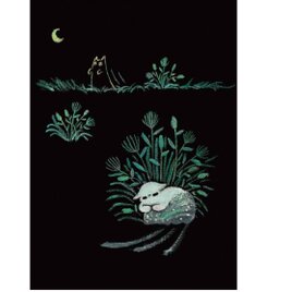 絵本と原画セット 絵本「猫木霊と黒猫木霊」 徳島洋子作品 原画タイトル「隠れる猫木霊」