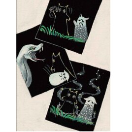 絵本と原画セット 絵本「猫木霊と黒猫木霊」 徳島洋子作品 原画タイトル「修行」