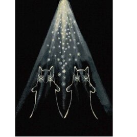 絵本と原画セット 絵本「猫木霊と黒猫木霊」 徳島洋子作品 原画タイトル「ふたりの黒猫木霊」