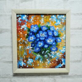 油絵【ネモフィラ】油彩画 絵画 インテリア雑貨