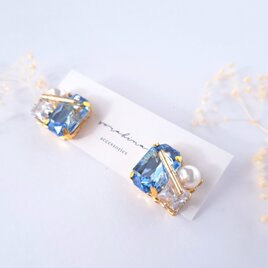 ★b　『 凛  - rin - 』　春　夏　パール　ジルコニア　結婚式　花嫁　フォーマル　大ぶり大人ピアス／イヤリングe