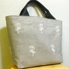 春夏　リネン刺繍トートバッグ