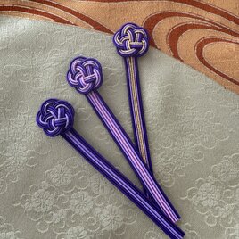 絹巻き水引梅結びのしおり・紫3本setです♪