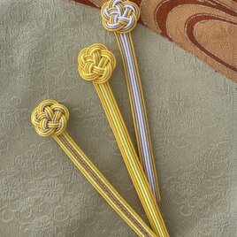 絹巻き水引梅結びのしおり・黄3本setです♪