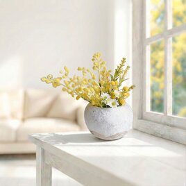 春を告げるミモザのフラワーポット　Spring 季節の花シリーズ