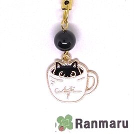 モリオン/パワーストーン/天然石/黒水晶/猫/可愛い/お守り/ストラップ/キーホルダー⭐️