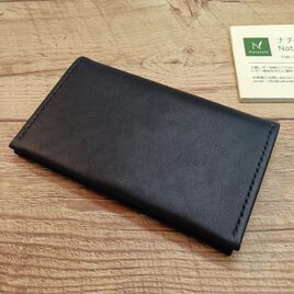 【黒】スリムなシンプル名刺入れ　マグネットボタン付き