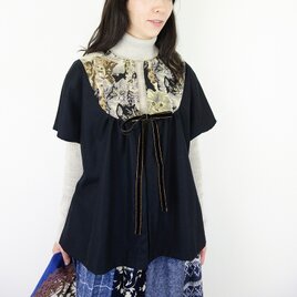 [予約販売] ブラックウールとキャットゴブランヨーク切替ジャケット