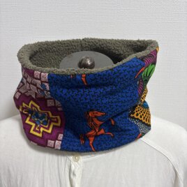 ✳︎ハンドメイド✳︎ふわふわネックウォーマーアフリカン生地パッチワークファＤ広幅