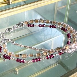 【1月の誕生石】積み重ねた時間に、静かな輝きを。きらめくガーネット 3連ブレスレッド Vol.2