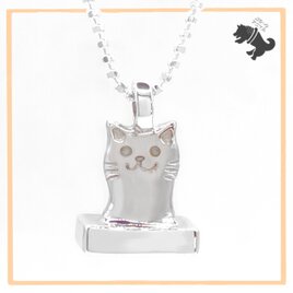 餅ネコ シルバーネックレス ねこ ネコ 猫 キャット 動物 小動物 餅 おもち アニマル ペット シルバーアクセサリー
