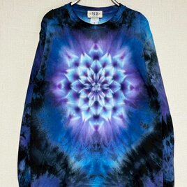 タイダイ 長袖 Tシャツ Mサイズ 曼荼羅 パープル×ブルー×ブラック HD25-31