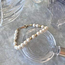 BA87-【 AVON 】エイボン・ヴィンテージブレスレット 1985 "PearLustre" Fluted Beads