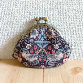 ウィリアムモリス　がま口ミニポーチ　コインケース　キーホルダー　8.5cm口金　アクセサリーケース　いちご泥棒　582