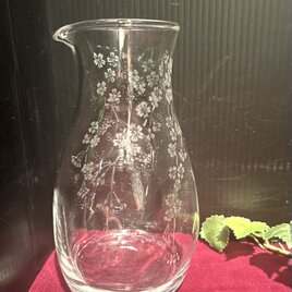 しだれ桜のカラフェ〜手彫りガラス