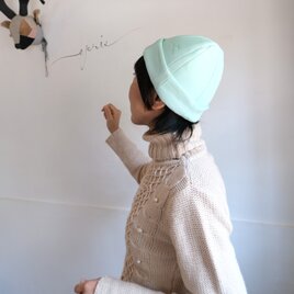 【国産ジビエ鹿革】ツムシカ・キャップ【ラムネ／沖縄・慶良間の海にきらめく泡のペールグリーン】