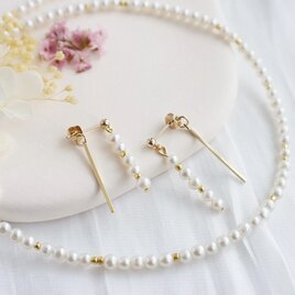 ベビーパール ネックレス+ピアス/イヤリング 2点set
