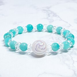 周囲に気を遣いすぎているあなたへ 天然石ブレスレット ローズクォーツ薔薇・アマゾナイト /パワーストーンブレス No.841