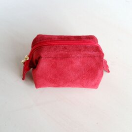 ☆一点もの☆　ピッグスエードのワイヤーポーチ ワインレッド