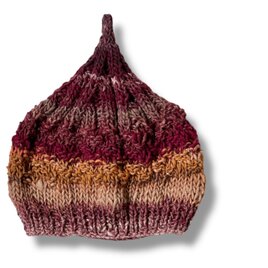１点限定！　新作2026どんぐりニット帽子　野呂英作毛糸使用　カシスベージュグラデーション　誕生日ギフト・プチギフト