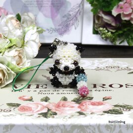 （新作）三色団子とパンダちゃんストラップ【ビーズ細工ストラップ】《ビーズアクセサリー》