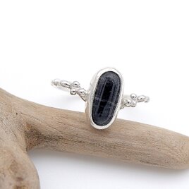 北海道 士幌町産 十勝石の粒飾りリング2　約12.5号 　天然石アクセサリー　一点物　macari