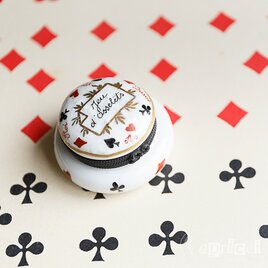 ヴィンテージトリンケットボックス トランプ柄 陶器 小物入れ/ピルケース