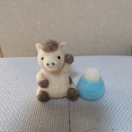 【受注制作】干支　午（馬）と富士山の飾り（置物）