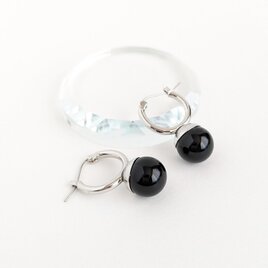 SUS316ピアス[Black onyx ball/Silver] オニキス 天然石 サージカルステンレス フォーマル