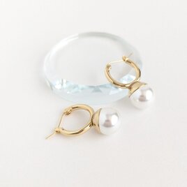 SUS316ピアス[White pearl ball/Gold] 貝パール 真珠 サージカルステンレス フォーマル