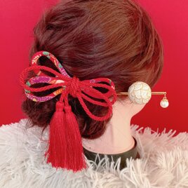 タッセル☆お祭り髪飾り☆成人式髪飾り☆卒業式髪飾り☆和装☆結婚式☆白無垢ヘア☆浴衣ヘア☆よさこい髪飾り☆リボン☆七五三髪飾り☆紐