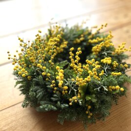 早春リース♪ ~ミモザ.ミランドールとタチカズラ