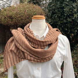 ボカシ織 柿渋染めストール　K25127