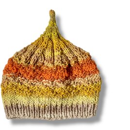 １点限定！　新作2026どんぐりニット帽子　野呂英作毛糸使用　イエローオレンジグラデーション　誕生日ギフト・プチギフトのコピー