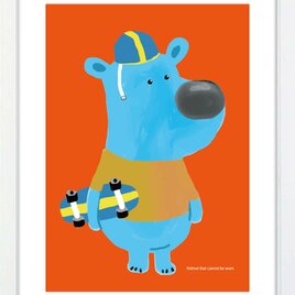 届かないあごひも　クマ　送料無料 　あらゆるお部屋のポスター　ポスター　アートポスター　アート/sei検索新着順　3915