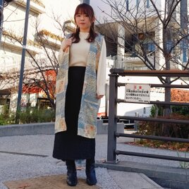 KIMONO！着物リメイクのロングジレ｜ユニセックス対応  （01694）