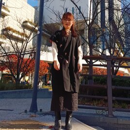 KIMONO！着物リメイクのロングジレ｜ユニセックス対応  （01695）