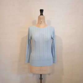 【2026♡新作】ストレッチ素材前後2WAY変則リブプルオーバー　サックス