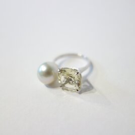 Akoya Perl＋Lemon Quartz RING