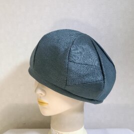 魅せる帽子☆春を先取り♪天然素材のリバーシブルベレー～グリーン&プリント柄