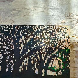 油彩画　原画「キラメク木漏れ日」アート　絵画 32×41㎝ F6　キャンバス