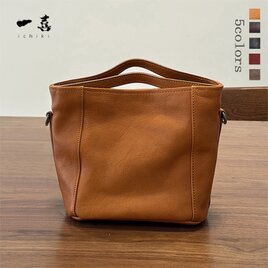 本革レザー ハンドバッグ 軽量 高品質 ショルダー 通勤 新作バッグ  シンプル 牛革 斜め掛け トートバッグ ブラウン　S09