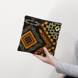 大容量・フラットポーチ（ロンバス）大きいポーチ 化粧ポーチ マルチポーチ アフリカ布