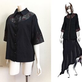 【1点もの・デザイン画付き】高級シルクウール切り替えゆったりブラウス（KOJI TOYODA）