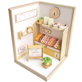 小さなドーナツ屋さん　ミニチュア・ミニチュアフード W11㎝×D11㎝×H15㎝