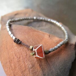 アンティーク　チンシルバー　＋　エッチドカーネリアン　＆　オリッサブラス　ブレスレット　百世 momotose（東）