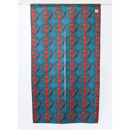 アフリカ布の暖簾（のれん）ピーコックブルー 模様替え おしゃれ ドア キッチン 綿 室内 野外 アフリカ布のコピー