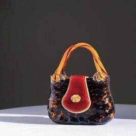 【Murano】イタリア製 / ヴィンテージ / ハンドバッグ型ガラス花瓶 / レオパード