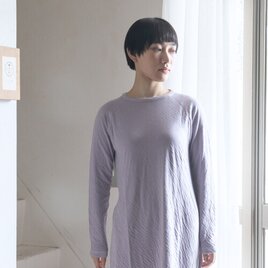 ラベンダー染め　とろける肌触りエアニット　長袖チュニック【オーガニックコットン100%】